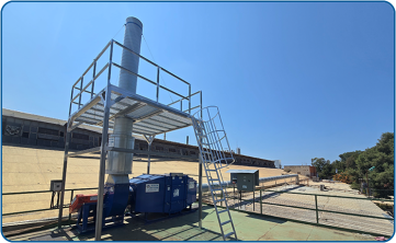 מערכת סינון אלקטרוסטטית תעשייתית תוצרת TRION לטיפול באדי שמן מתהליך ייצור PVC