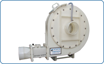 מפוח צטריפוגלי לחץ גבוה דגם PPB21 מבנה PVDF מחוזק הינע רצועות עם מגן התרסקות ואטם ציר כפול