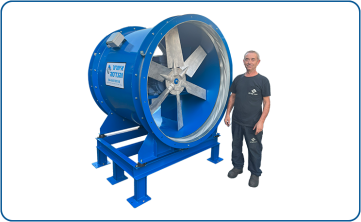 מפוח דגם AX-1400 לאיוורור בספיקה של 120,000 מקל"ש ומנוע של 50 כ"ס