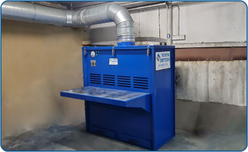 שולחן שאיבה וסינון דגם SB1500 ברוחב 1.5 מטרים  עם יניקה ממשטח העבודה וחזית המערכת