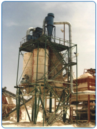 ציקלון להפרדת אבק לפני פילטר באתר ייצור