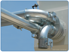 Suction piping with large aerodynamic radiuses