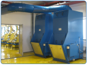 Two 600 Vortexes parallal connected for pumping and filtering particles emitted from polishing and grinding processes