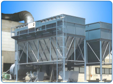 Cartridge filter model CF-120 dust collector installed in a metal factory