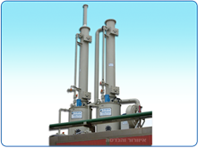 double level scrubber for neutralizing chemical vapors and odors